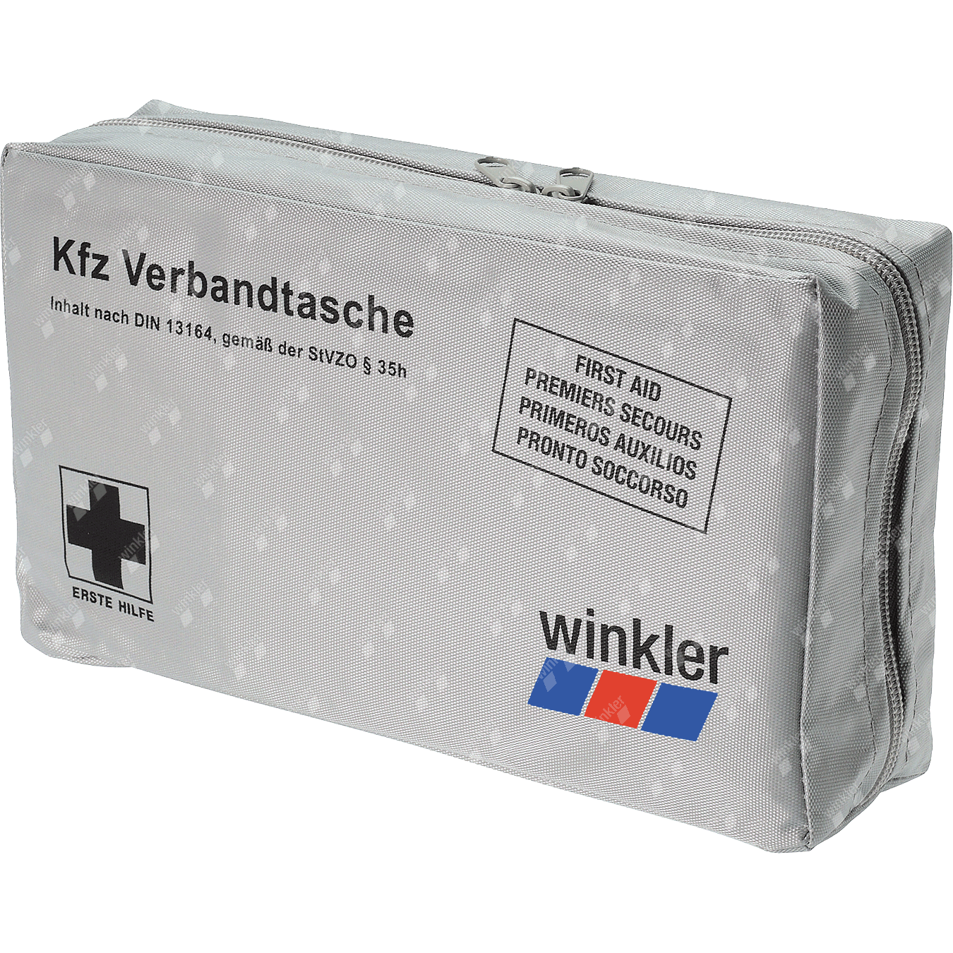 First aid bag, DIN 13164, gray, nylon - winkler shop