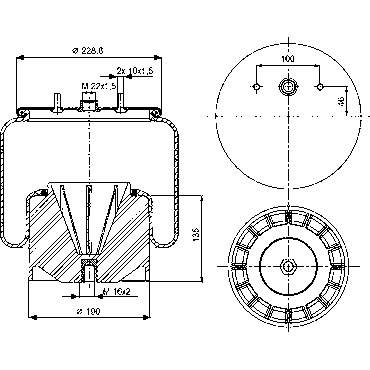 Luftfeder, Rollbalg, komplett