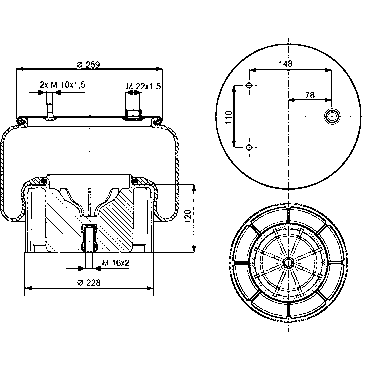 Luftfeder, Rollbalg, komplett